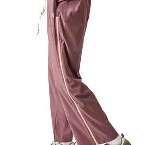 Free People Mauve Wide Leg Nylon Track Pants with Side Zipper
